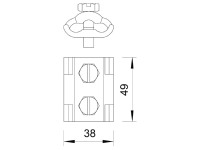 Dimensional drawing 2 OBO 259 8 10 Parallel connector lightning protection