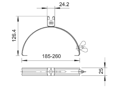Dimensional drawing 2 OBO 132 VA Roof holder for lightning protection