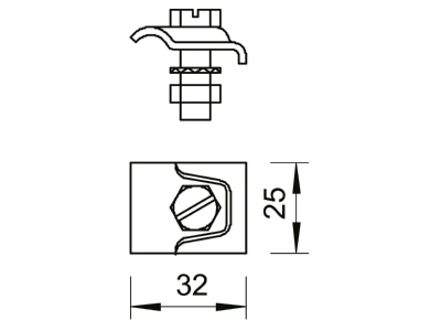 Dimensional drawing 1 OBO 324 S VA Clamp trestle for lightning protection
