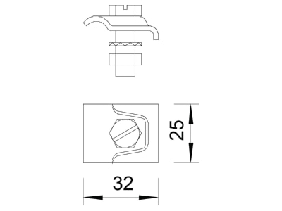 Dimensional drawing 2 OBO 324 S VA Clamp trestle for lightning protection