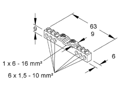 Dimensional drawing Kleinhuis 307 Potential equilisation bar Ground