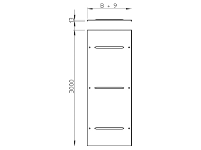 Dimensional drawing 2 OBO WDRL 1116 20 DD Cover for cable support system 200mm