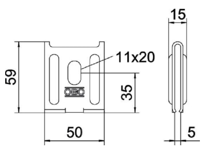Dimensional drawing 1 OBO K12 1818 A2 Mounting material for cable tray
