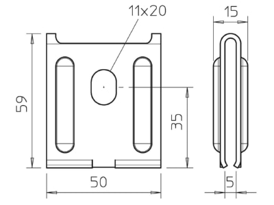 Dimensional drawing 2 OBO K12 1818 A2 Mounting material for cable tray