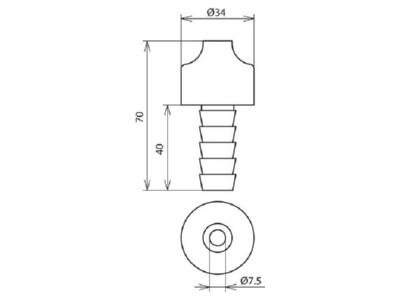 Dimensional drawing 1 Dehn 552 010 Bushing for roofs  walls and earthing
