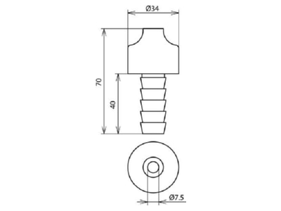 Dimensional drawing 2 Dehn 552 010 Bushing for roofs  walls and earthing
