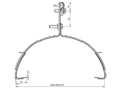 Dimensional drawing 1 Dehn 202 020 Roof holder for lightning protection
