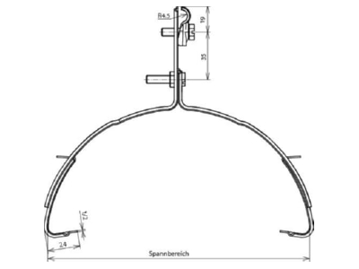 Dimensional drawing 3 Dehn 202 020 Roof holder for lightning protection