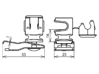 Dimensional drawing 2 Dehn 204 029 Roof holder for lightning protection
