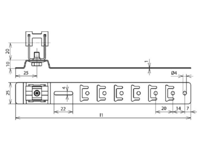 Dimensional drawing 2 Dehn 206 229 Roof holder for lightning protection