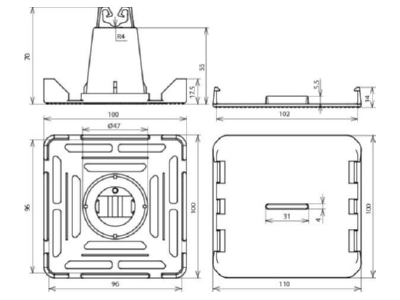 Dimensional drawing 2 Dehn 253 030 Roof holder for lightning protection

