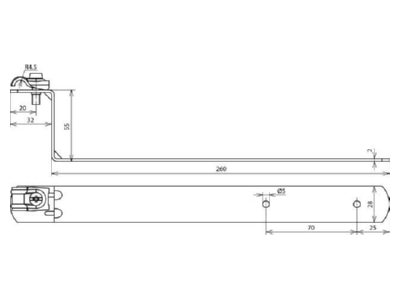 Dimensional drawing 1 Dehn 202 040 Roof holder for lightning protection
