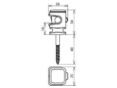 Dimensional drawing 3 Dehn 204 006 Holder for lightning protection