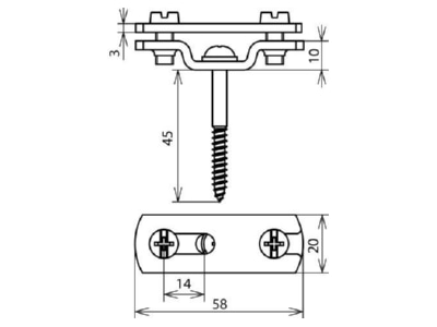 Dimensional drawing 2 Dehn 286 030 Holder for lightning protection
