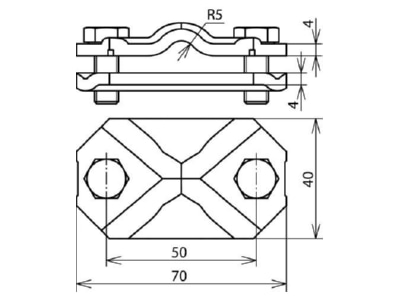 Dimensional drawing 2 Dehn 454 100 Lightning protection disconnect clamp
