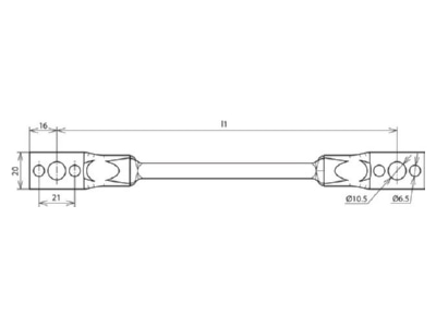 Dimensional drawing 1 Dehn 377 510 RoundGrounding strip preassembled 500mm
