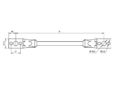 Dimensional drawing 2 Dehn 377 510 RoundGrounding strip preassembled 500mm
