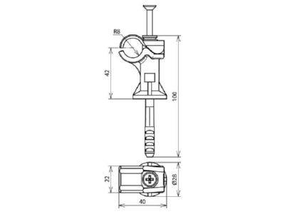 Dimensional drawing 1 Dehn 252 000 Rod holder for lightning protection
