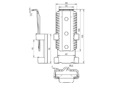 Dimensional drawing 2 Dehn KV FE UNI T  cross  parallel connector