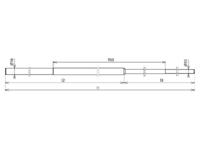 Dimensional drawing 2 Dehn 480 021 Lead in earthing rod 16x2500mm
