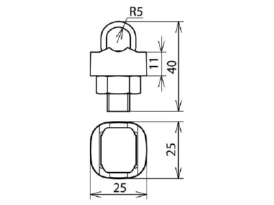 Dimensional drawing 2 Dehn 301 000 Connector lightning protection

