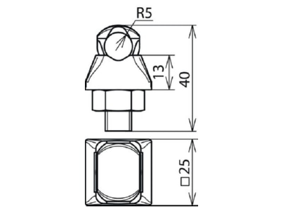 Dimensional drawing 1 Dehn 301 007 Connector lightning protection

