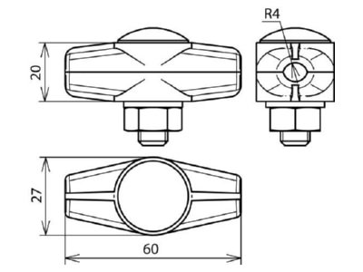 Dimensional drawing 1 Dehn 309 008 Clamp connector lightning protection
