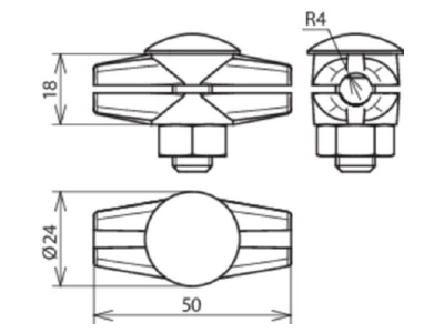 Dimensional drawing 1 Dehn 309 087 Clamp connector lightning protection
