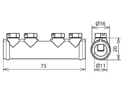 Dimensional drawing 1 Dehn 385 202 Sleeve connection lightning protection
