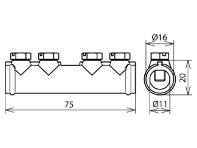 Dimensional drawing 3 Dehn 385 202 Sleeve connection lightning protection