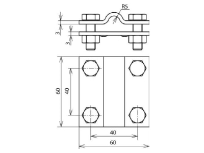 Dimensional drawing 3 Dehn 318 209 Cross connector lightning protection