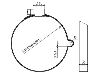 Dimensional drawing 1 Dehn 200 079 Tube clamp for lightning protection
