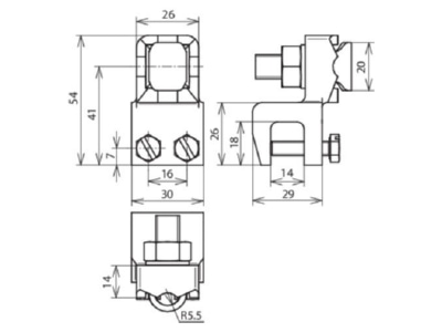 Dimensional drawing 1 Dehn 370 014 Terminal for lightning protection
