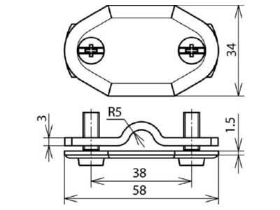 Dimensional drawing 2 Dehn 480 003 Labelling material 36x58mm
