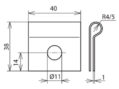 Dimensional drawing 3 Dehn 345 008 Clamping shoe for lightning protection
