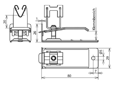 Ma�zeichnung 3 Dehn DLH DG H20 UK8 V2A Dachleitungshalter f Dach Wandplatten