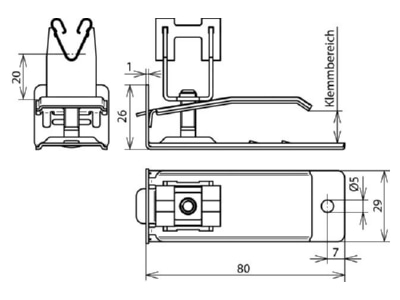 Dimensional drawing 1 DEHN 206 399 Roof holder for lightning protection
