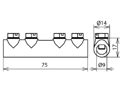 Dimensional drawing 1 Dehn 385 203 Sleeve connection lightning protection
