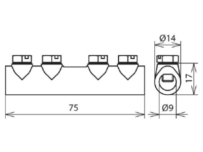 Dimensional drawing 2 Dehn 385 203 Sleeve connection lightning protection
