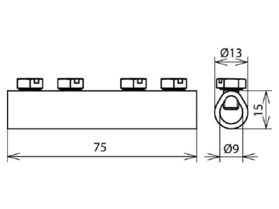 Dimensional drawing 1 Dehn 385 207 Sleeve connection lightning protection
