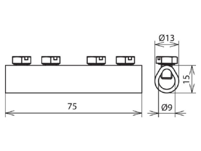 Dimensional drawing 2 Dehn 385 207 Sleeve connection lightning protection

