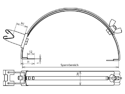 Dimensional drawing 3 Dehn 206 809 Roof holder for lightning protection