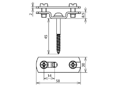 Dimensional drawing 2 Dehn 286 139 Holder for lightning protection

