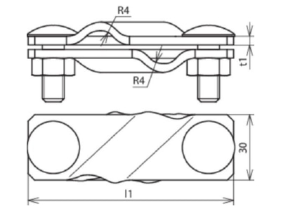 Dimensional drawing 1 Dehn 308 229 Cross connector lightning protection
