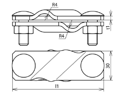 Dimensional drawing 2 Dehn 308 229 Cross connector lightning protection
