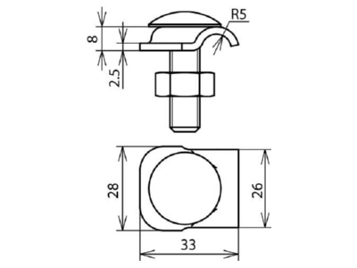 Dimensional drawing 3 Dehn 390 159 Clamp connector lightning protection