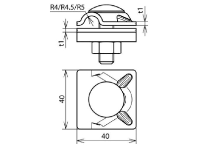 Dimensional drawing 1 Dehn 391 069 T  cross  parallel connector
