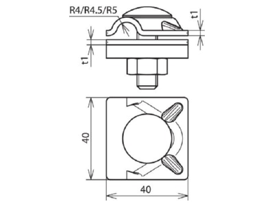 Dimensional drawing 2 Dehn 391 069 T  cross  parallel connector
