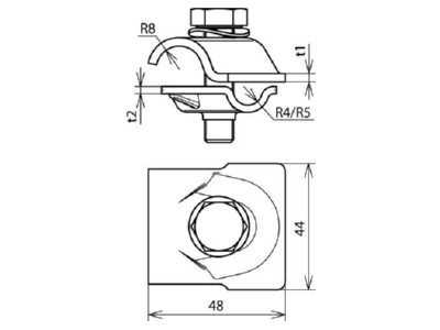 Dimensional drawing 1 Dehn 392 059 T  cross  parallel connector
