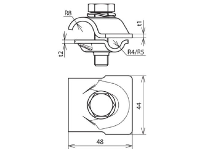 Dimensional drawing 2 Dehn 392 059 T  cross  parallel connector

